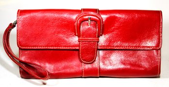 Genuine Red Leather Ladies Clutch Purse By EGO