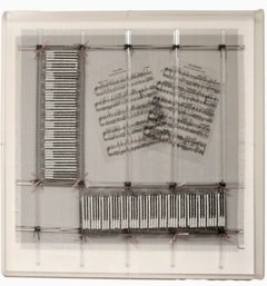 Martie Cowie Piano Keys  Bach The Fifth French  Sheet Music Mixed Media Art Plexiglas Shadow Box