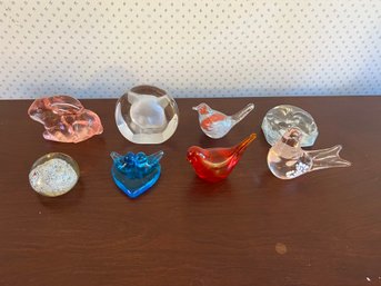 Set Of 8 Glass Paperweights