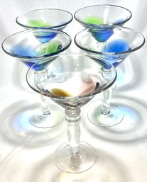 Vintage Set Of 5 Martini Glasses By Pier 1