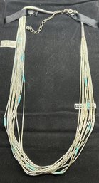 Vintage Southwestern Sterling Silver And Turquoise 'liquid' Necklace