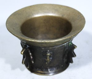 Very Heavy Solid Brass Mortar Having Masks