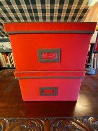 Red Fabric Storage Boxes - Set Of 2