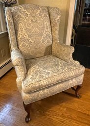 Upholstered Accent Armchair - Cabriole Legs / Classic Wingback Design