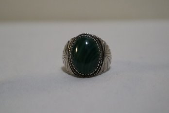 Sterling Silver With Malachite Ring Size 10