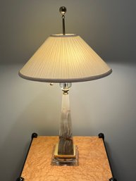 Onyx Obelisk Form Table Lamp With Glass And Brass Base -  27' Tall