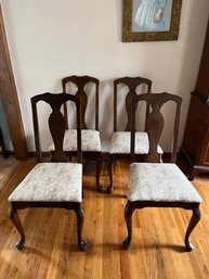 Set Of 6 Queen Anne Style Wooden Dining Room Chairs