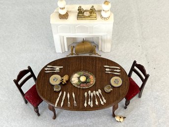 Concord Miniatures Doll Furniture Dining Room, Fireplace & Accessories With Boxes