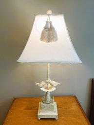 Cream Colored Metal Lamp With Love Birds