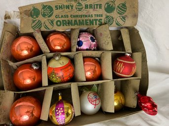 Collection Of Vintage 1960s Shiny Brite & Other Glass Ornaments