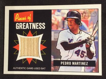 2005 Bowman Heritage Pieces Of Greatness Pedro Martinez Game Used Bat Relic Card - L