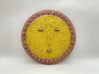 Vintage Wall Hanging Pottery Sun Face Mask - 10 Inch Diameter