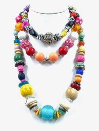 Trio Of Bold Betsey Johnson Colorful Necklaces