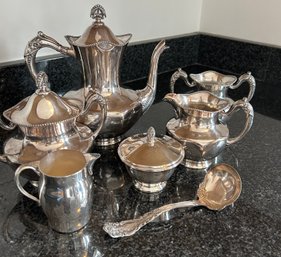 Superior Silver Co. Tea Set, Paul Revere Creamer And Tray, Misc. Ladel