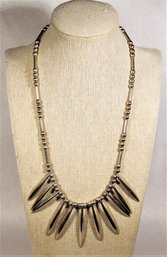 Very Fine Sterling Silver Designer Necklace Having Spiked Links