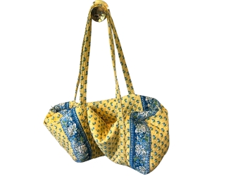 Vera Bradley Yellow/navy Floral Quilted Duffle