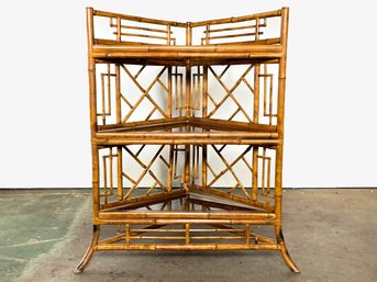 A Rattan Style Corner Etagere