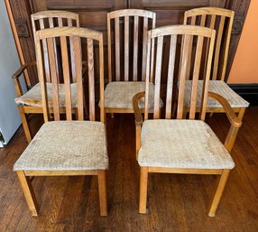 Set 5 Vintage Solid Wood Dining Room Chairs