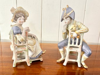 Vintage Porcelain PAUL UX Man & Woman Figurine Made In Occupied Japan