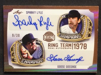 2023 Leaf Bronx Legacy Sparky Lyle / Goose Gossage Ring Team 1978 Dual Autograph Card 9/30 - K