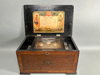 Antique 19th Century Swiss Rosewood 'Visible Bells' Music Box, Circa 1880