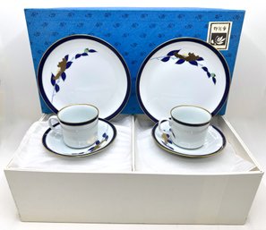 New In Box Set Of 6 Japanese Koransha Arita-ware Porcelain Dishes: Teacups, Saucers & Cake Plates