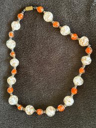 Beautiful Murano Glass Swirled Beaded Necklace ~ Hand Knotted ~