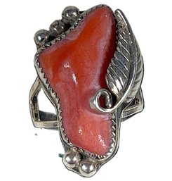 Large Antique Vintage Native American Indian Ring Coral