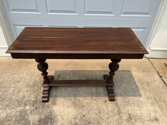 Vintage B. Walter & Co. Expanding Trestle Table With Turned Legs