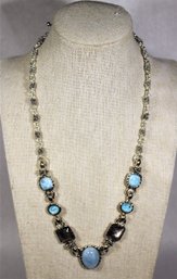 Fine Michael Dawkins Sterling Silver Necklace Having Blue Gemstones