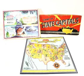 1952 Parker Brothers Game Of State Capitals & 1981 All About Bridgeport Limited Ed., Bpt Chamber Of Commerce