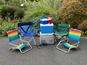 An Assortment Of Outdoor Essentials: Beach & Sport Chairs, Coolers & More