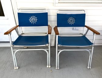 Vintage Telescope Folding Deck Chair W/ Compass Logo