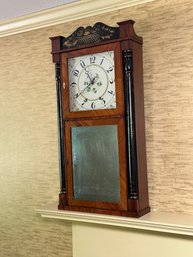 Antique 1800s William Beach Eight Day Wood & Brass Hand Painted Clock