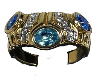 Vintage Contemporary Light Blue Stone Gold Tone Ring About Size 7 To 8