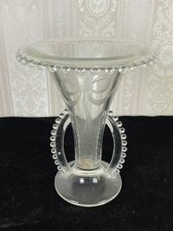 Rare Imperial Clear Glass Candlewick Vase With Handles