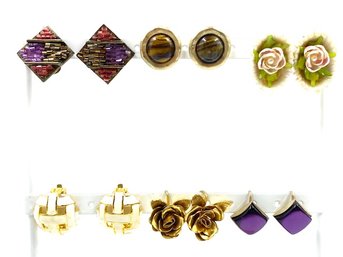 6 Pairs Vintage Earrings Variety Grouping