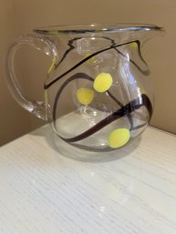 MCM Abstract Painted Glass Juice Pitcher