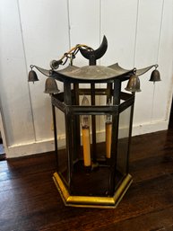 Vintage Electrified Brass Chinese Lantern Pendant Light