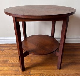 Vintage Stickley Arts & Crafts Oak 2 Tier Side Table  (Appraised For $2,200)