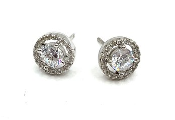 Vintage Sterling Silver CZ Stones Earrings