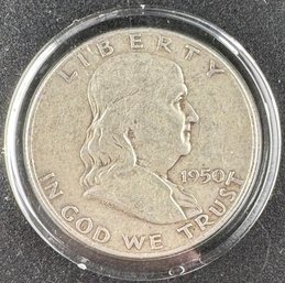 1950-D Ben Franklin Silver Half Dollar