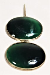 Fine Modernist Sterling Silver Green Onyx Pendant Oval Forms