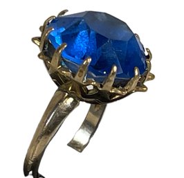 10K Gold Filled Vintage Dinner Ring Blue Stone 1920s