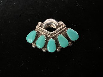 Leo Harvey Navajo Silver & Turquoise Pin Or Pendant