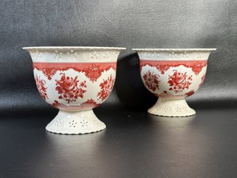 A Pretty Pair Of Footed Ceramic Planters