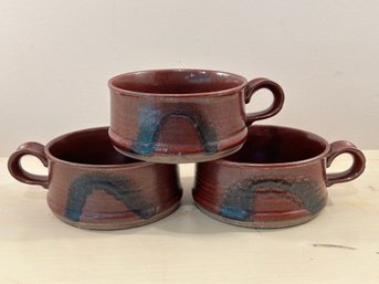 Studio Pottery Stoneware Mugs - Set Of 3