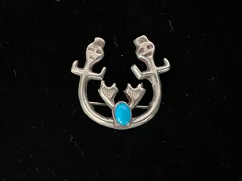 Navajo Sterling & Turquoise Yei Pin