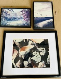 Lot Of 3 Framed Pictures - Shells, Bridge, Inlet