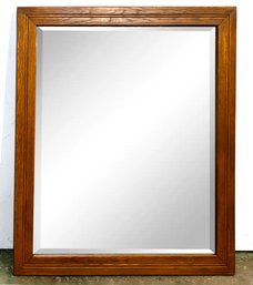 A Large Late 19th Century Oak Bead Board Framed Mirror